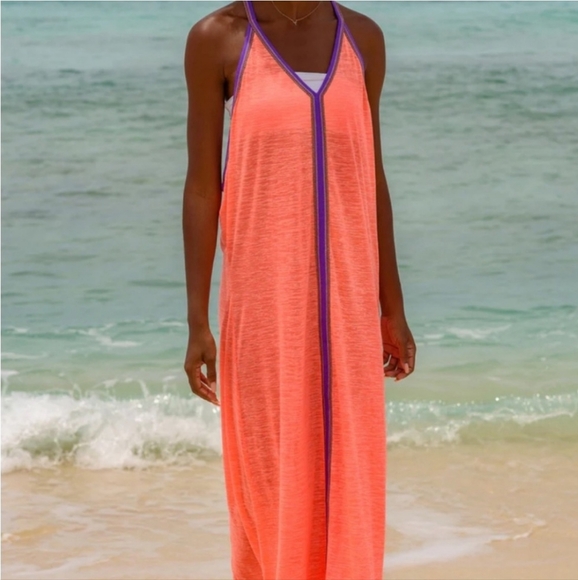 Pitusa Orange with Purple Maxi Dress - Picture 2 of 3